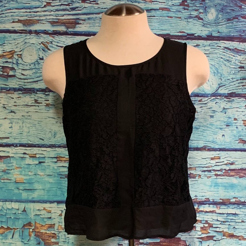 Reitmans Sleeveless Lace & Sheer Blouse